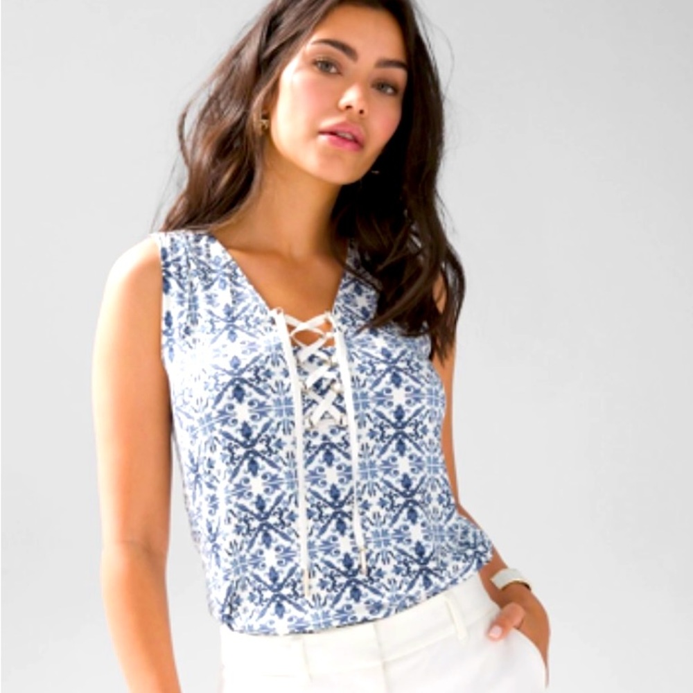 NWT White House Black Market Lace Up Tank